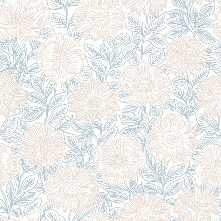 Manhattan Comfort Grasse Faustin Blush Floral 33 ft L X 205 in W Wallpaper BR4072-70046